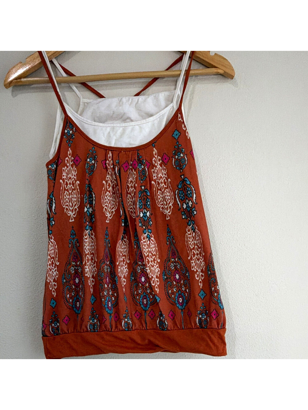 Vintage bohoLicorice Y2KPaisley Spaghetti Strap Scoop Neck Knit Tank Top Size L